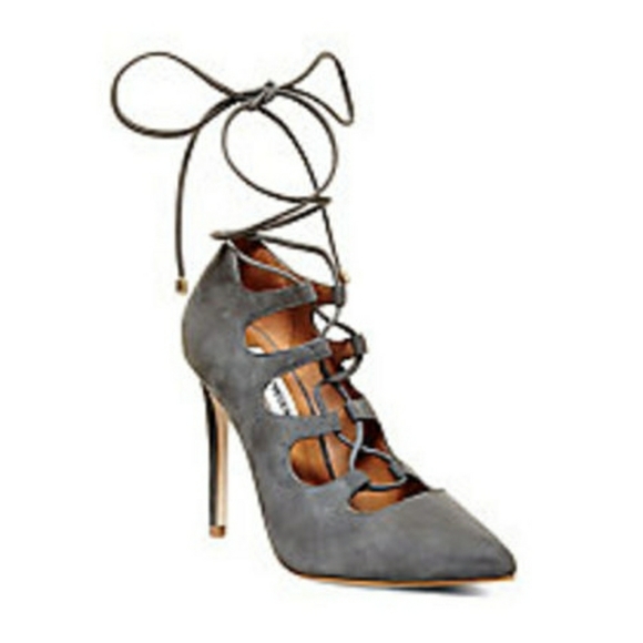 Sexy Lace-Up Steve Madden Grey Nubuck Heels - Picture 7 of 8